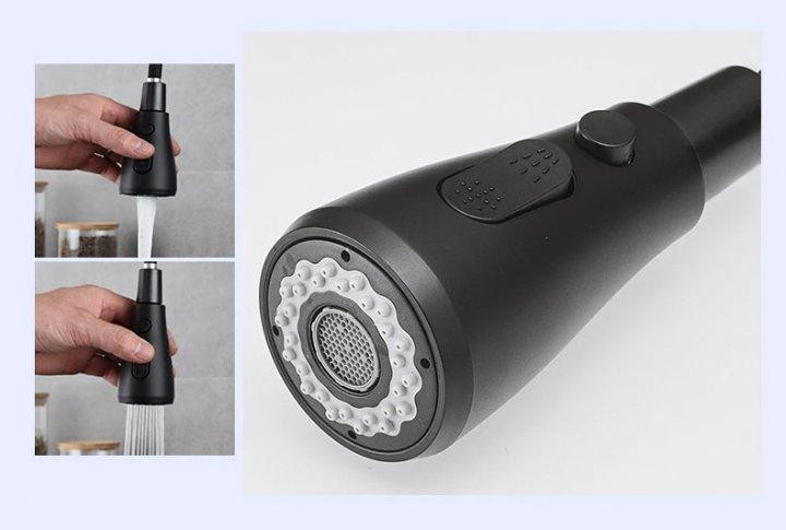 Змішувач для кухні латунний із підключенням до фільтру, кран кухонний із висувним шлангом WanFan Чорний Кам'янець-Подільський - фото 7