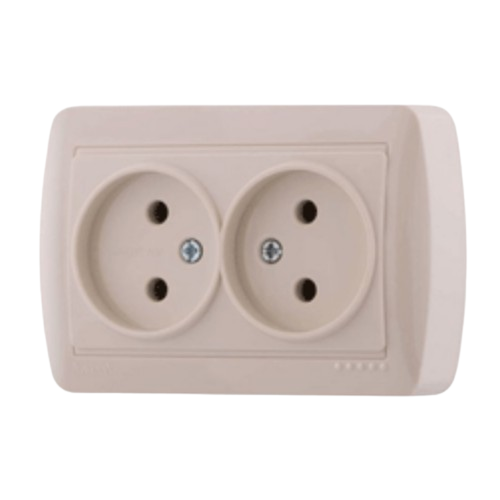 DEMET крем Розетка зовнішня 2-а без заземлення закритий корпус Лезард Житомир - изображение 1