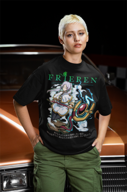 Футболка для хлопчика з аніме принтом Ферн Старк Слееве Хеавй оверсайз (зріст від 165 до 180) Чорний AnimeJ0659m Дніпро - фото 3