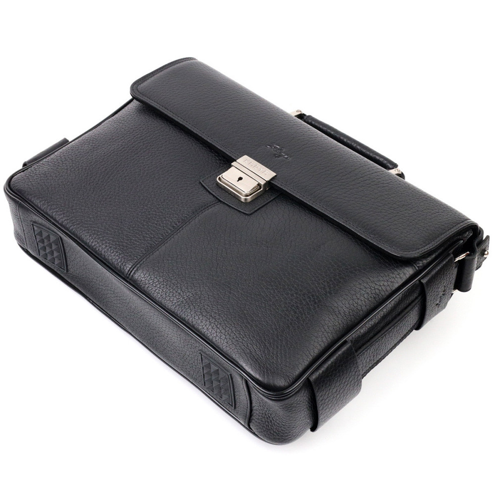 Класичний чоловічий портфель KARYA 20940 шкіряний Чорний Київ - фото 3