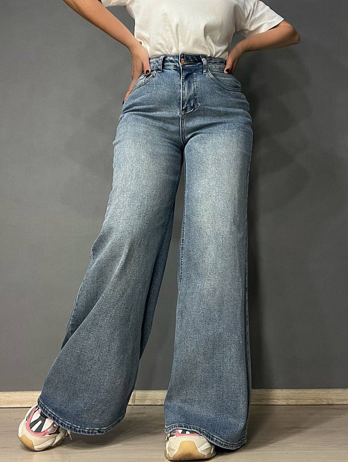 Джинси жіночі Allure 6701 широкі палаццо кльош з високою посадкою сині, синій, 26, 26, 69 см, 98 см Одеса - фото 7