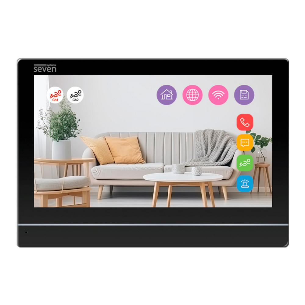 Відеодомофон 7 дюймів з Wi-Fi SEVEN DP-7576-W2K black Київ - фото 2