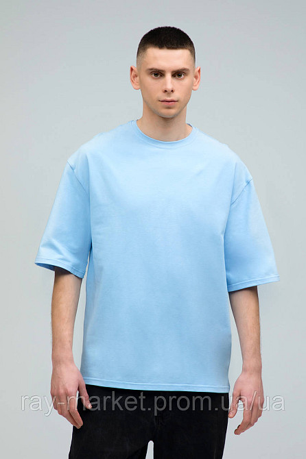 Футболка оверсайз RAY OVERSIZE чоловіча блакитна (U0104M-Sky Blue) 2XL-3XL Київ - фото 1