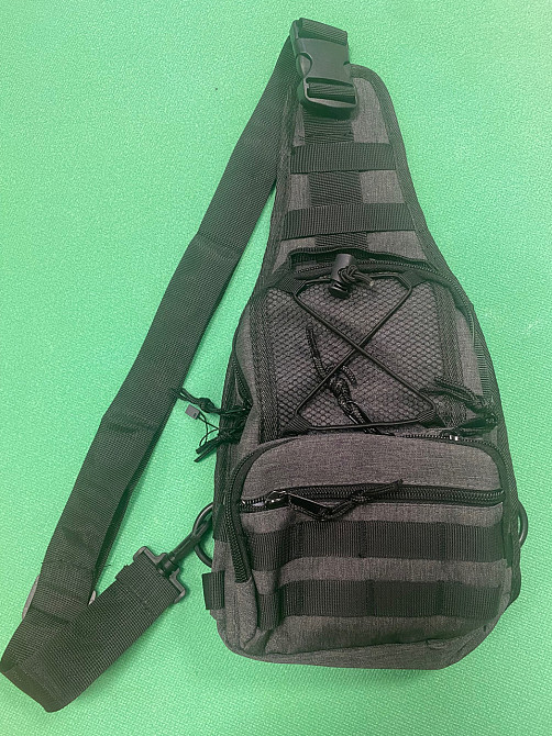 Мужская сумка тактическая через плечо 40 на21см 3 кармана спереди и 2 кармашки боковых серый Киев - изображение 1