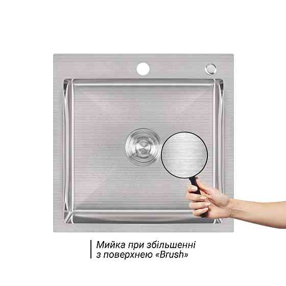 Мийка для кухні інтегрована Lidz Handmade H5050 (LDH5050BRU35375) Brushed Steel 3,0/1,0 мм Київ