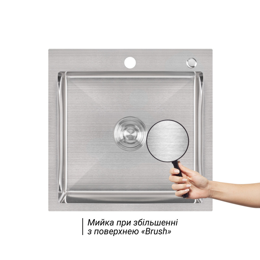 Мийка для кухні інтегрована Lidz Handmade H5050 (LDH5050BRU35375) Brushed Steel 3,0/1,0 мм Київ - фото 3