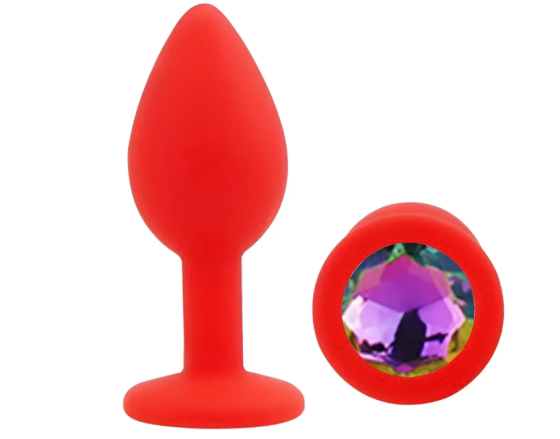 Силіконова анальна пробка EGZO - Silicone Red Round Plug Rainbow, size S Sex Aura Київ