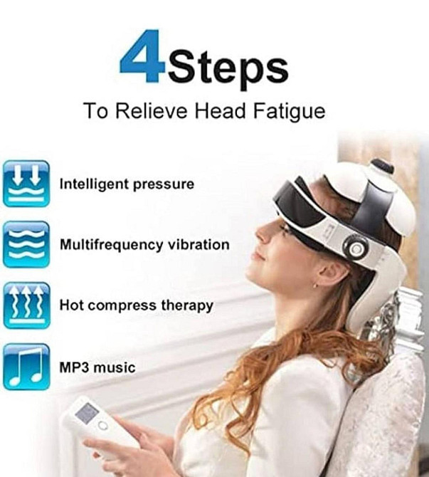 Массажер для головы электрический Benbo HM-1 пульт 7 режимов (подогрев, давление воздуха, вибрация, музыка) Киев - изображение 4