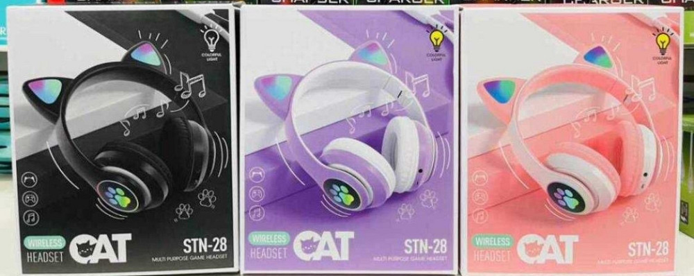 Наушники STN-28 блютуз, сд-карта подсветка кошачьи ушки и лапки, радио. Киев - изображение 1