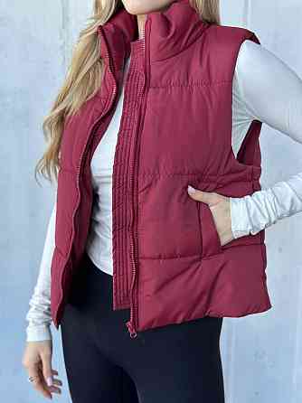Жіноча тепла жилетка на блискавці плащівка емі на силіконі Бургунді, 46/48 Одеса