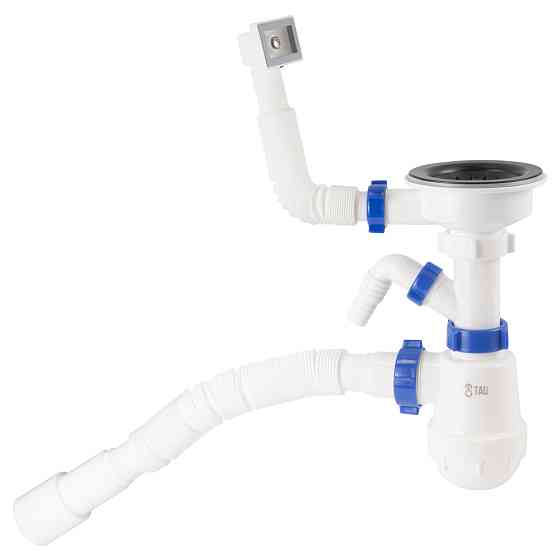 TAU Сифон для кухонной мойки с пластиковым выпуском 3½" выводом под стир. машину квадратным пер Киев
