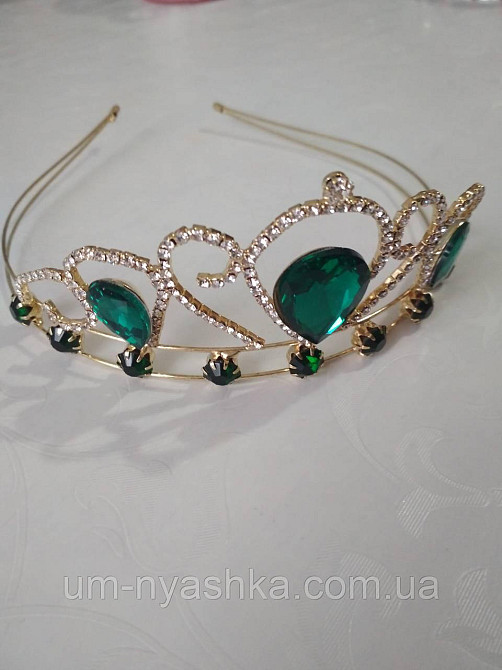 Диадема на обруче Корона золотая с красными камнями Кривой Рог - изображение 4