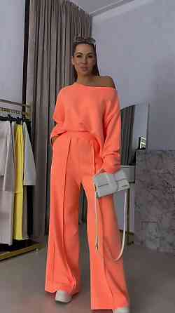 Женский прогулочный костюм двойка: кофта и штаны двунить Оранжевый, 48/50 Одесса