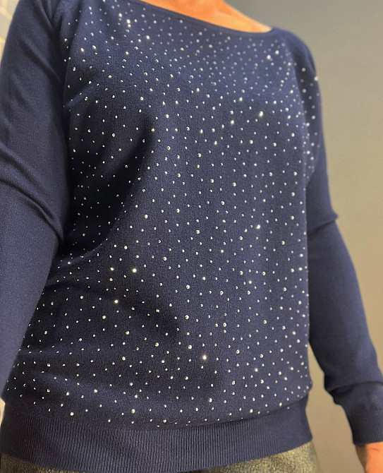 Джемпер женский ACCORDDREAM 9067 тонкий свитер россыпь камней, темно-синий, one size Киев - изображение 4
