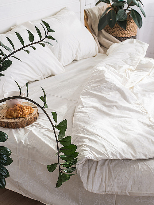 Ecotton Комплект постільної білизни Ecotton Євро 210х220 см однотонний із орнаментом (20-0709Wh Коломия - фото 2