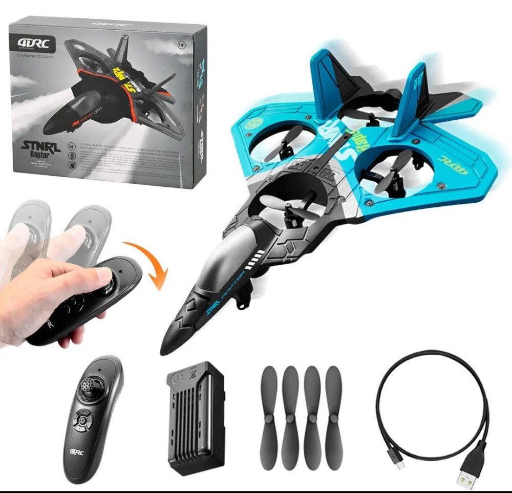 Радіокерований іграшковий літачок на акумуляторі usb блакитний з підсвіткою в подарунковій упаковці Київ - фото 1