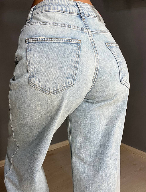 Джинсы женские I8 52452 SKATER jeans широкие бананы с высокой посадкой светло-голубые, светло-голубо Одесса - изображение 8