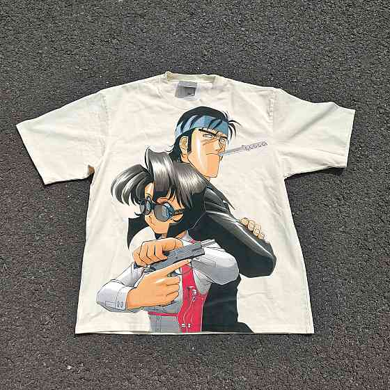 Футболка чоловіча з принтом аніме Аніме Гунсмітх Катс Раллй оверсайз (S/M/L) Черний Дніпро