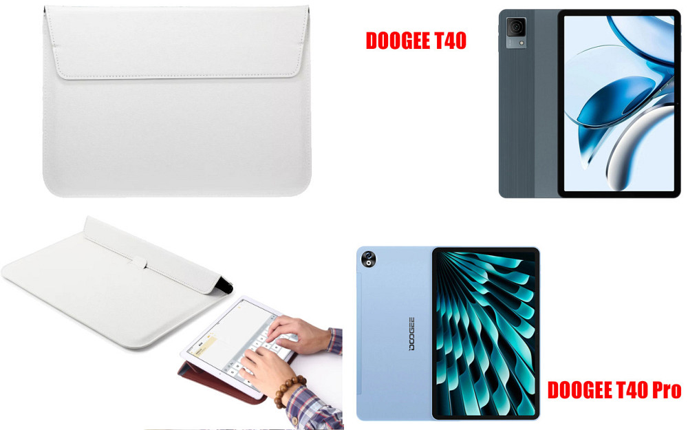 Чохол-конверт VitoCase для Doogee T40, з функцією підставки для планшета Чорний Білий Київ - фото 1