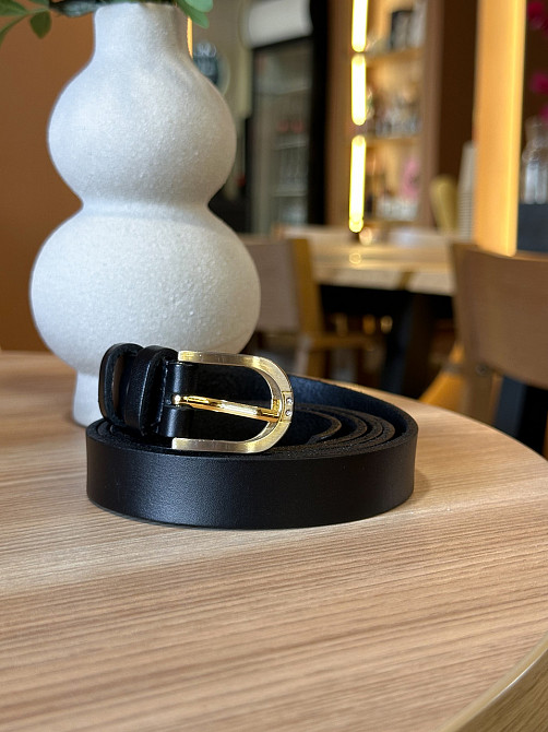 Шкіряний жіночий ремінь в чорному кольорі 6094 Київ - фото 5