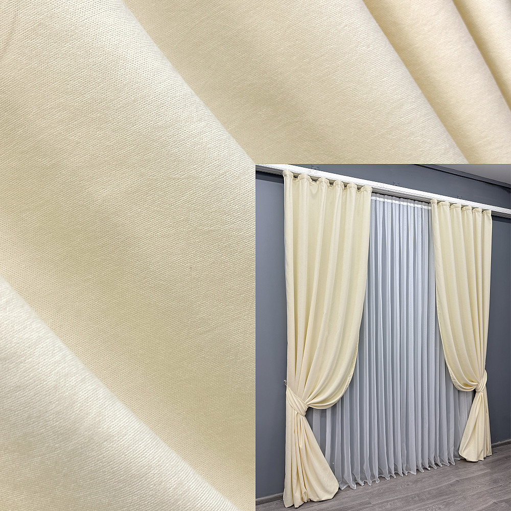 Комплект готових штор VR-Textil Мікровелюр Petek YL № 1704ш Кремовий 100х295 см 2 шт (31-906) Київ - фото 1