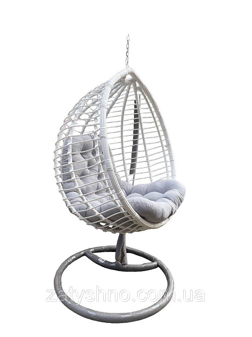 Кокон із ротанга з сірою подушкою Київ - фото 9