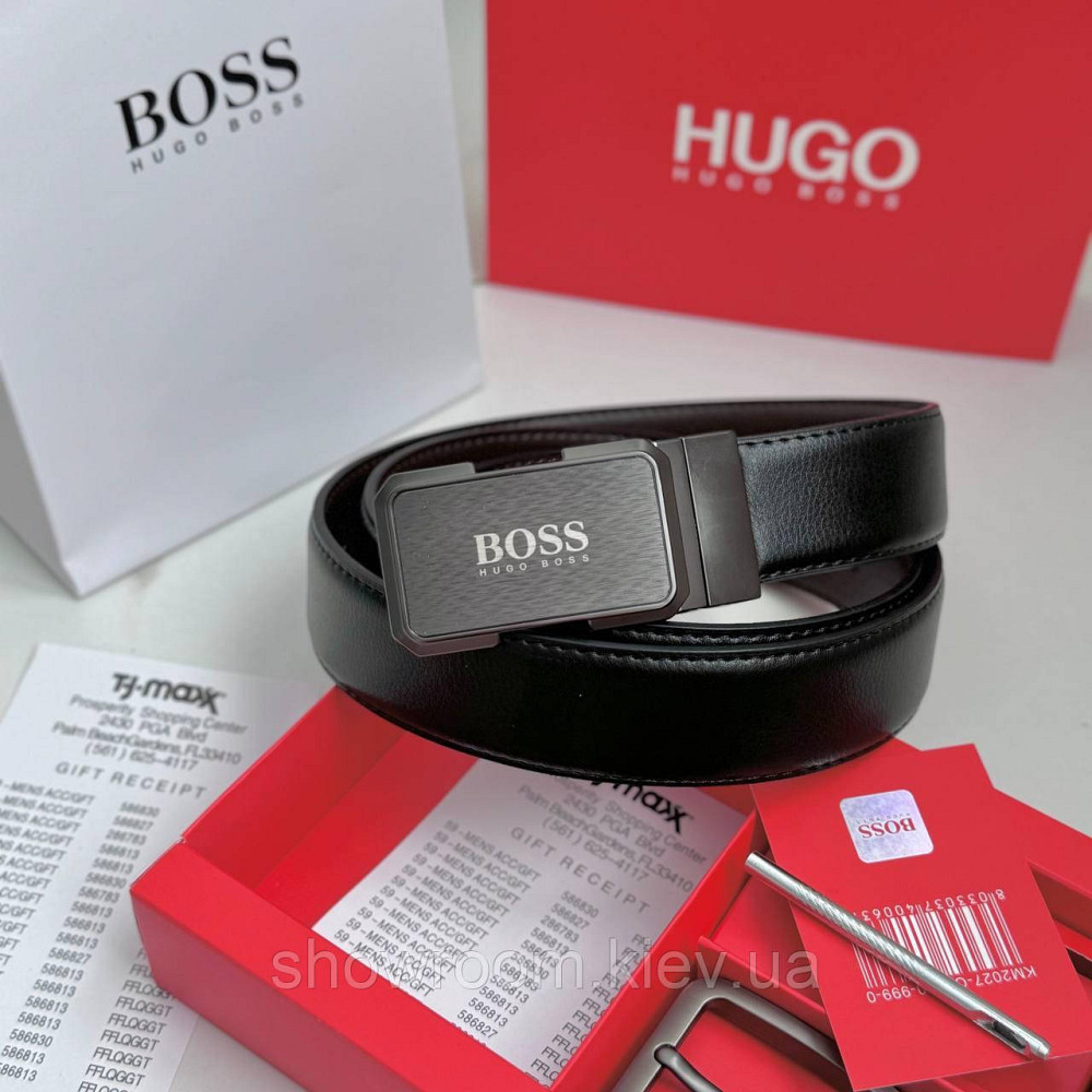 Чоловічий шкіряний ремінь з двома пряжками, подарункове упакування (219) Київ - фото 2