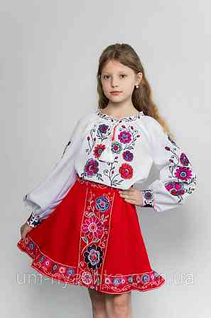 Костюм вишиванка червоний для дівчинки Барвіночка Кривий Ріг