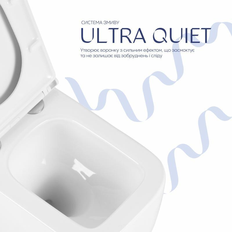 Унітаз підвісний Qtap Gemini Ultra Quiet 485×340×350 мм, White, із сидінням Slim Duroplast/Soft-close/Quick Release Київ - фото 5