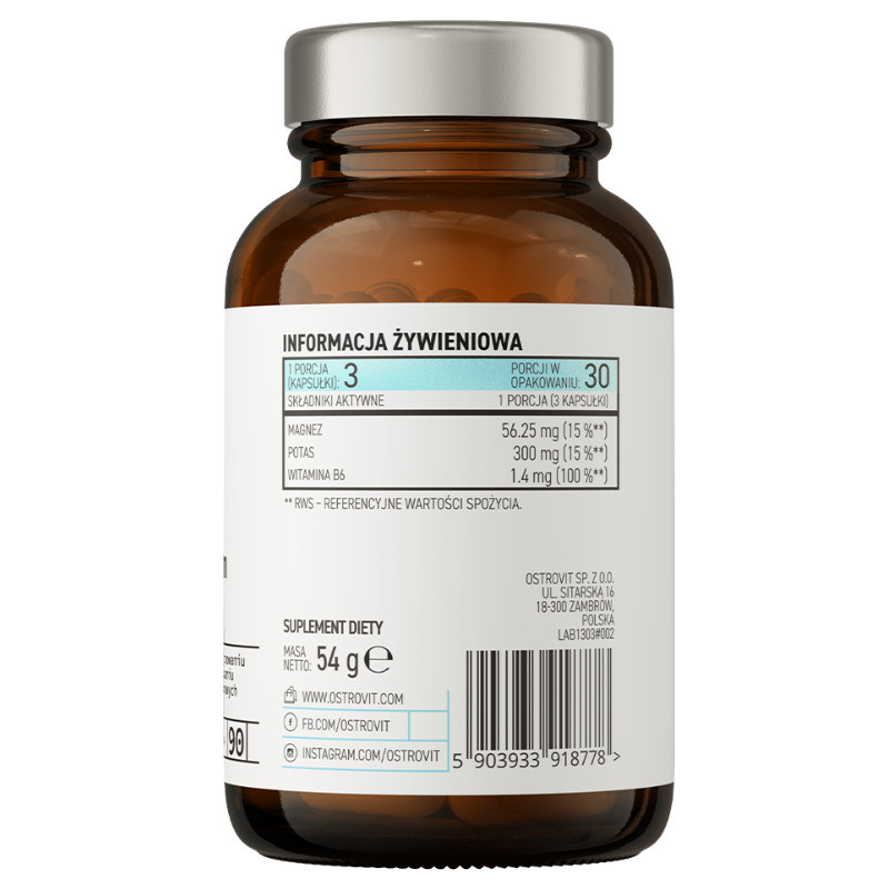 Магний, калий и витамин B6 Ostrovit Pharma Magnesium Citrate + Potassium + B6 P-5-P 90 caps Луцк - изображение 2