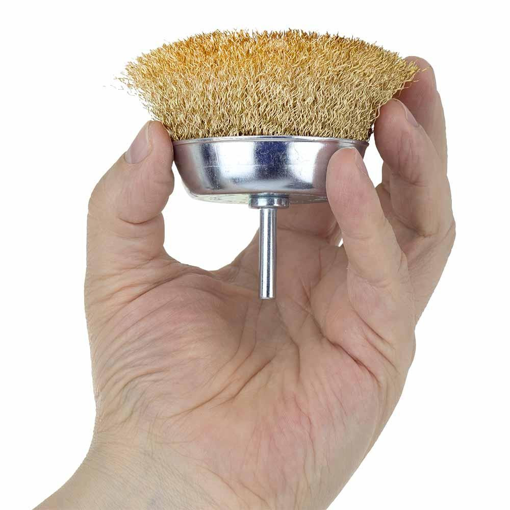 Щітка дротяна чашеподібна Ø100мм хвостовик Ø6мм (латунированная) SIGMA (9015101) Рівне - фото 3
