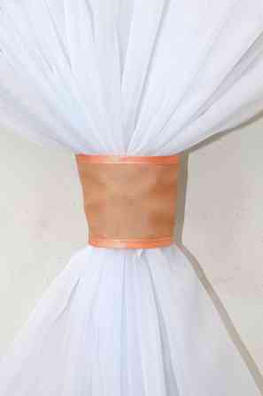 Кухонная занавеска VR-Textil № 114к ламбрекен и тюль персиковый с белым 280х170 см (52-0594) Киев