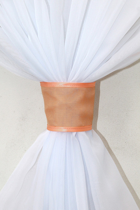 Кухонна занавіска VR-Textil № 114к ламбрекен і тюль персиковий з білим 280х170 см (52-0594) Київ - фото 3