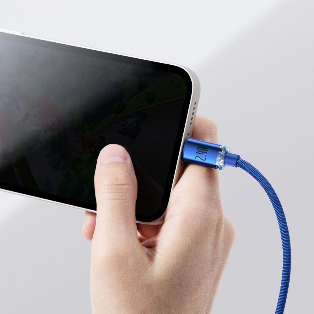 Кабель Baseus Crystal Shine Series Lightning 2.4A 2м блакитний Львів - фото 4