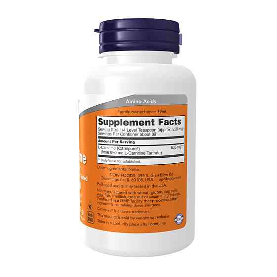 Аминокислота NOW Foods L-карнітин L-Carnitine Pure Powder 85g Київ