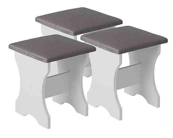 Три табуретки (комплект 3 шт) 35х35х44 см / МС - Белый Львов