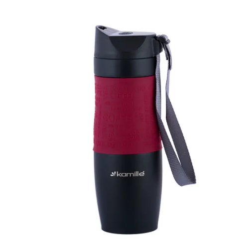 Термочашка 480мл з TPR вставкою і ремінцем нержавіюча сталь (мікс) KAMILLE 2067 Житомир - фото 7