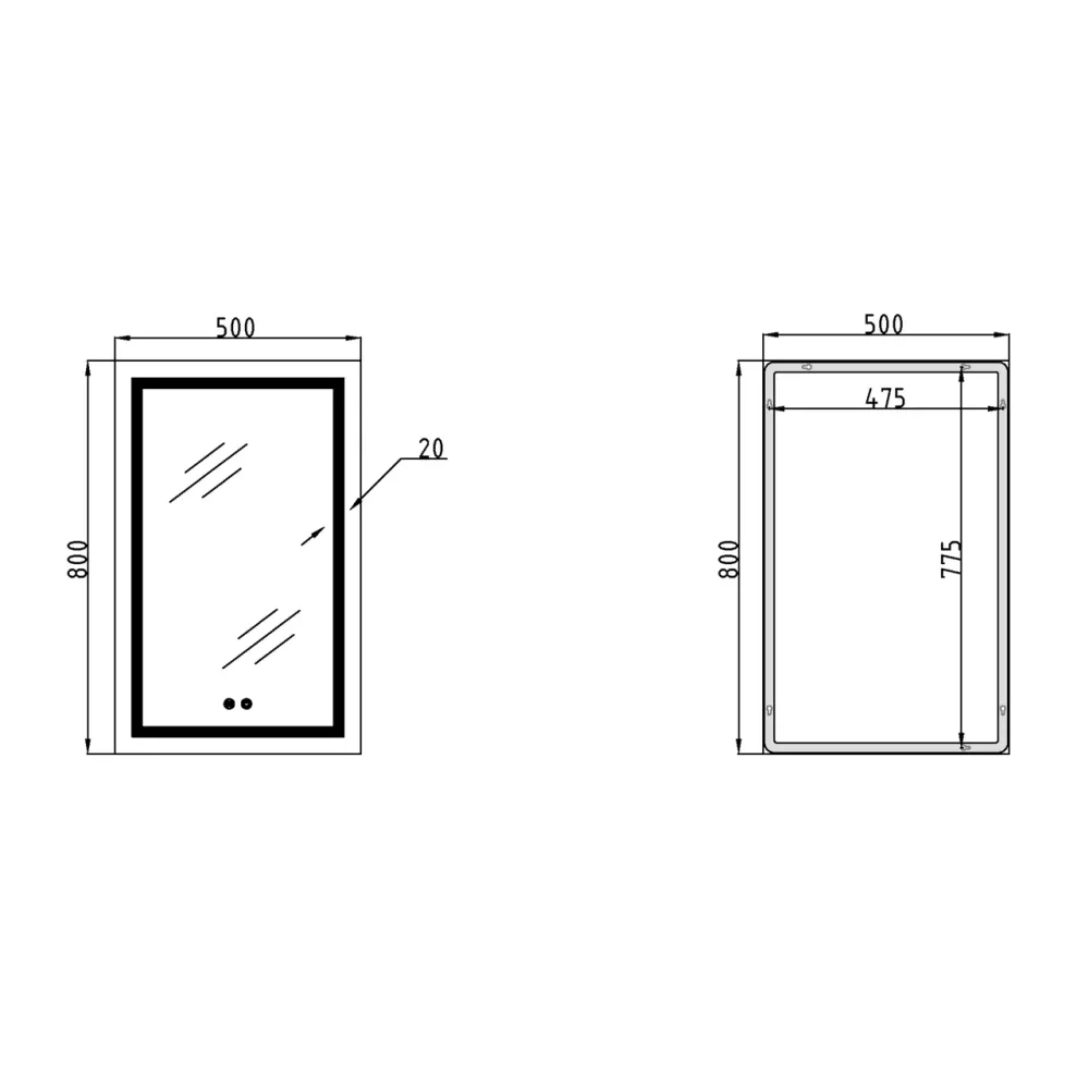 Дзеркало Qtap Mideya (DC-F936) 500х800 з LED-підсвіткою Touch, з антизапотіванням, димером QT2078F936W Київ - фото 13