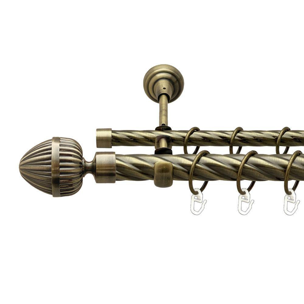 Карниз Orvit Одеон металевий дворядний відкритий скручена труба кільце металеве Антик 25\16 мм 200 см (00-00018082) Львів - фото 1