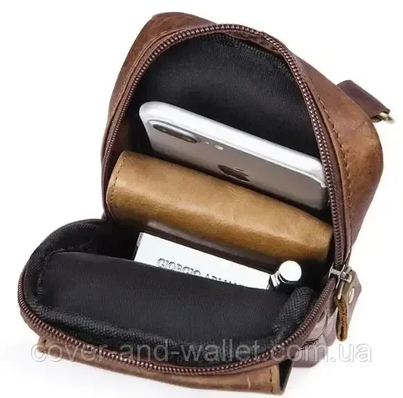 Маленька чоловіча сумка з натуральної шкіри коричневого кольору Vintage 14905 Київ - фото 4