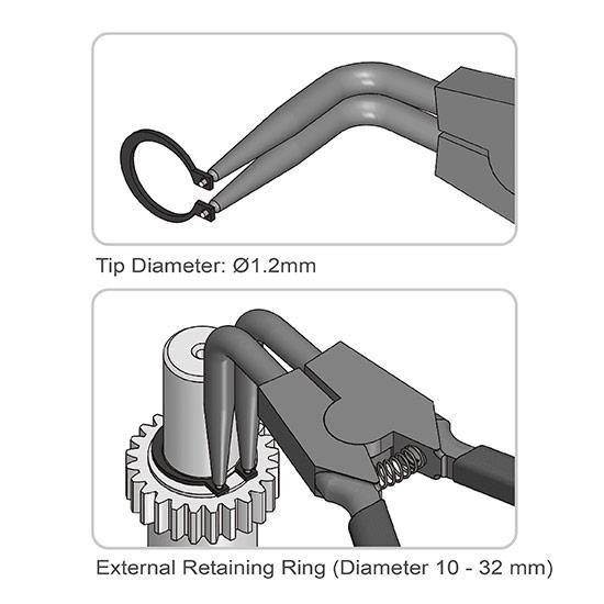 Круглогубцы для снятия стопорных колец 170x60мм (разжим загнутые, 90°) Extra Long TOPTUL DCBJ1382 Чернигов - изображение 3