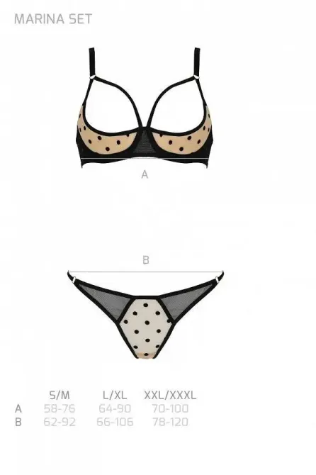 Комплект MARINA SET WITH OPEN BRA beige S/M - Passion Львов - изображение 5