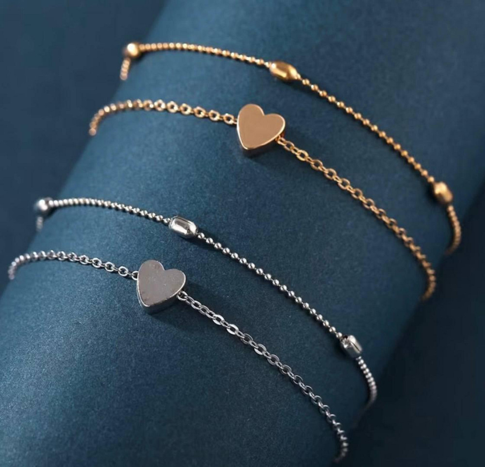 Браслет на ногу золотистий з серцем подвійний жіночий Київ - фото 2