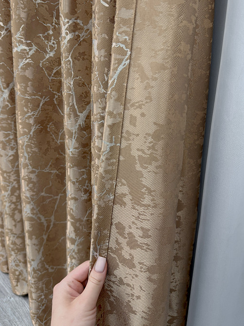 Комплект готових штор VR-Textil Льон мармур Royal Touch № 2006ш Капучино 150х270 см 2 шт (33-0974) Київ - фото 7