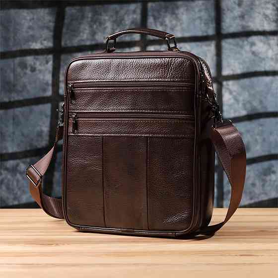 Ділова чоловіча сумка з натуральної шкіри Vintage 23027 Коричневий Київ