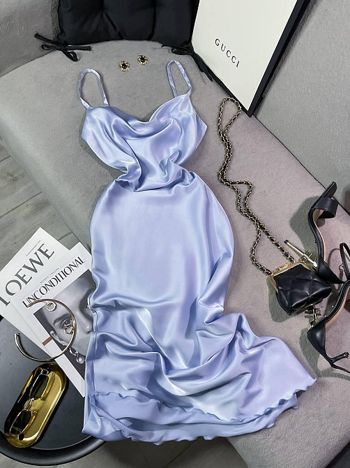 Женское романтическое элегантное платье шелк Голубой, 44/46 Одесса - изображение 5