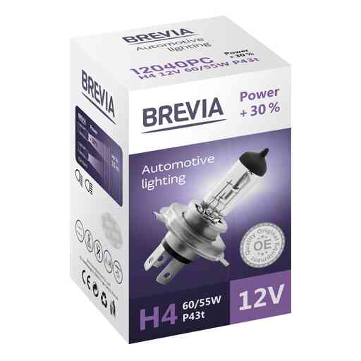 Галогенова лампа Brevia H4 12V 60/55W P43t Power +30% CP Львів