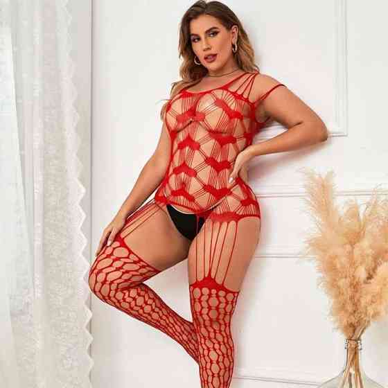 Открытый бодистокинг с сердечками L-XXL– Эротическое бельё Винница