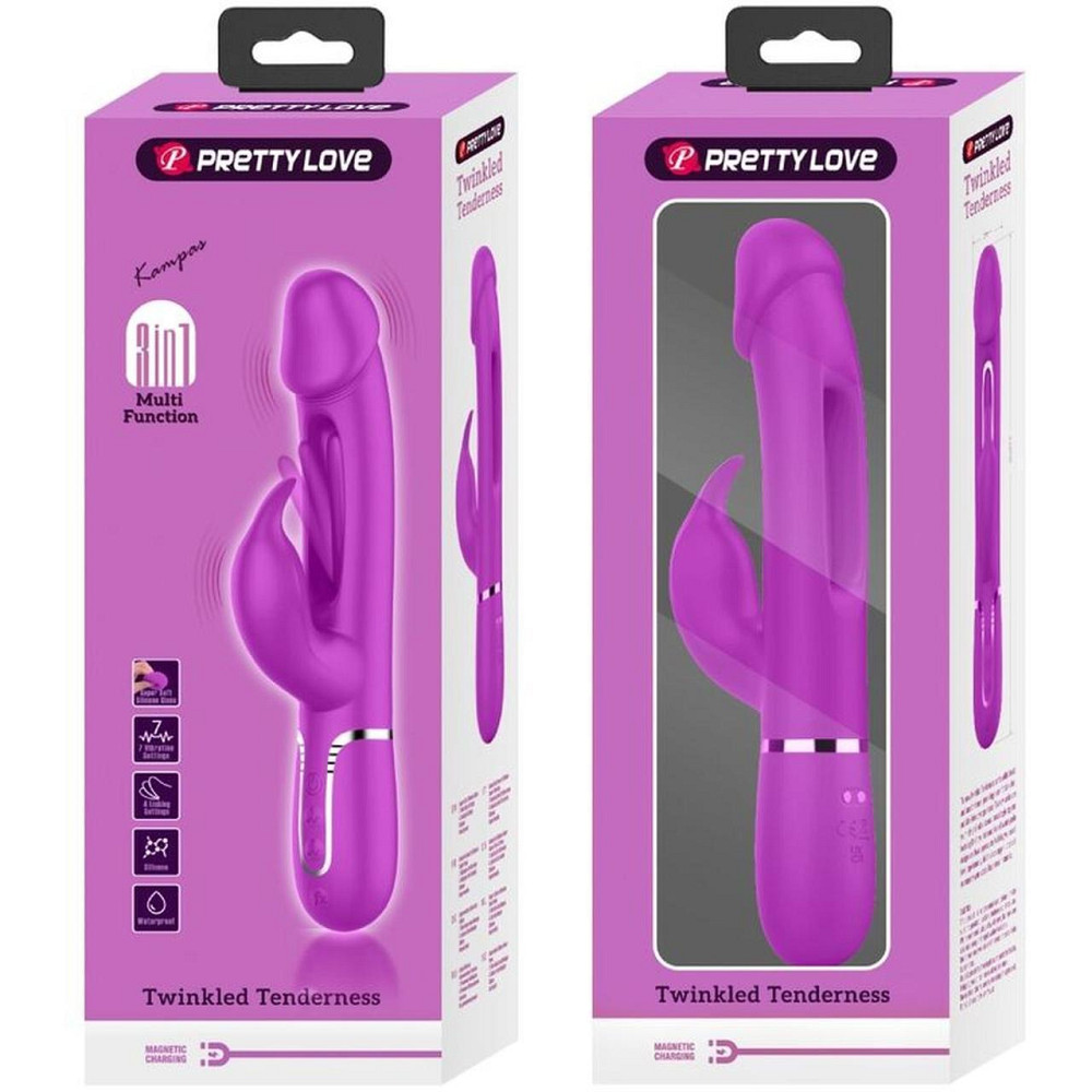 Вибратор PRETTY LOVE Kampas Rabbit 3 in 1,7 vibration functions 4 licking settings Sex Aura Киев - изображение 3