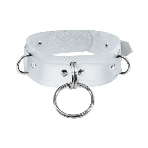 Нашийник для фіксації з натуральної шкіри Feral Feelings - D-Rings White Львів